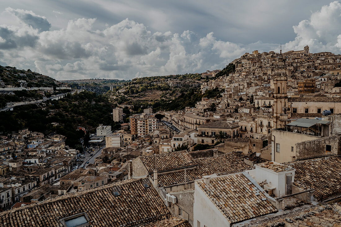Panoramic view over ragusa town in sicily