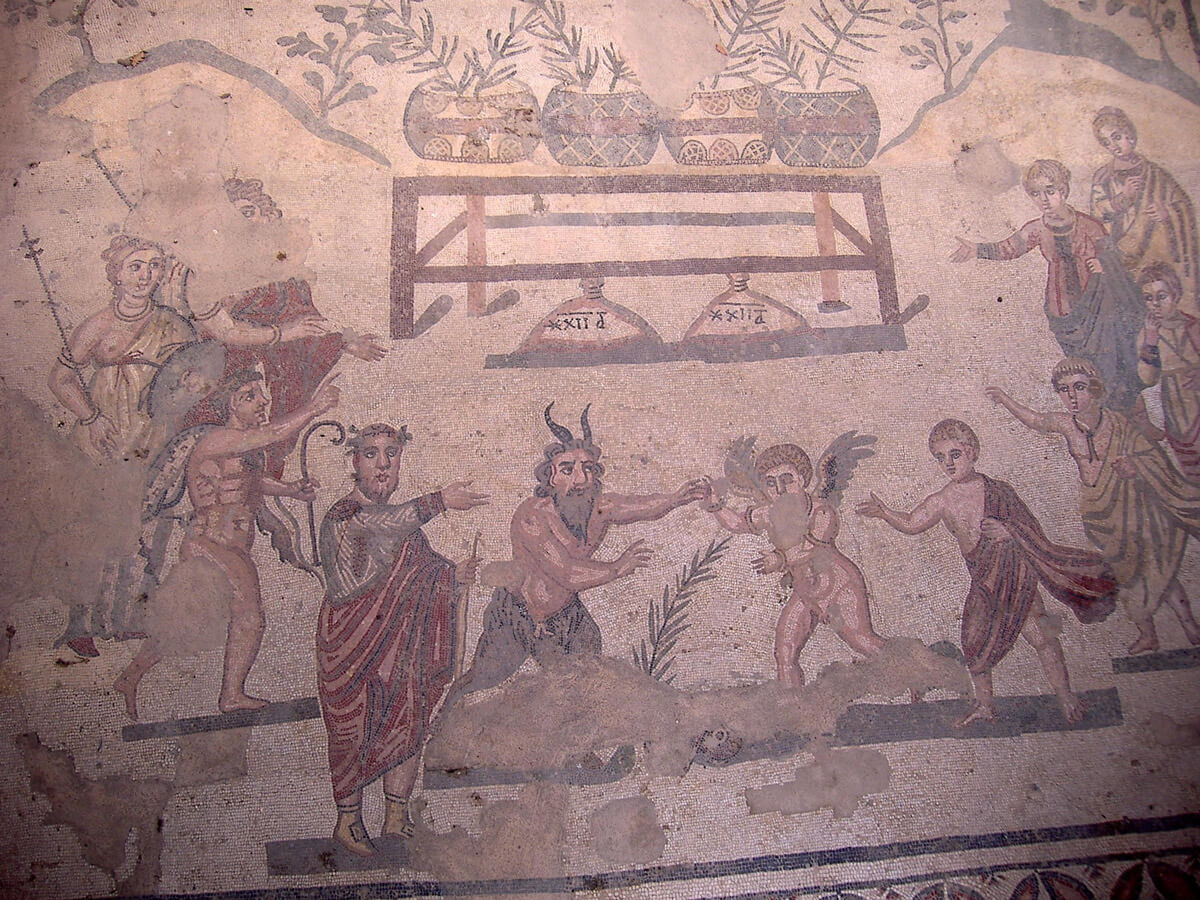 Unique mosaic in villa romana sicily
