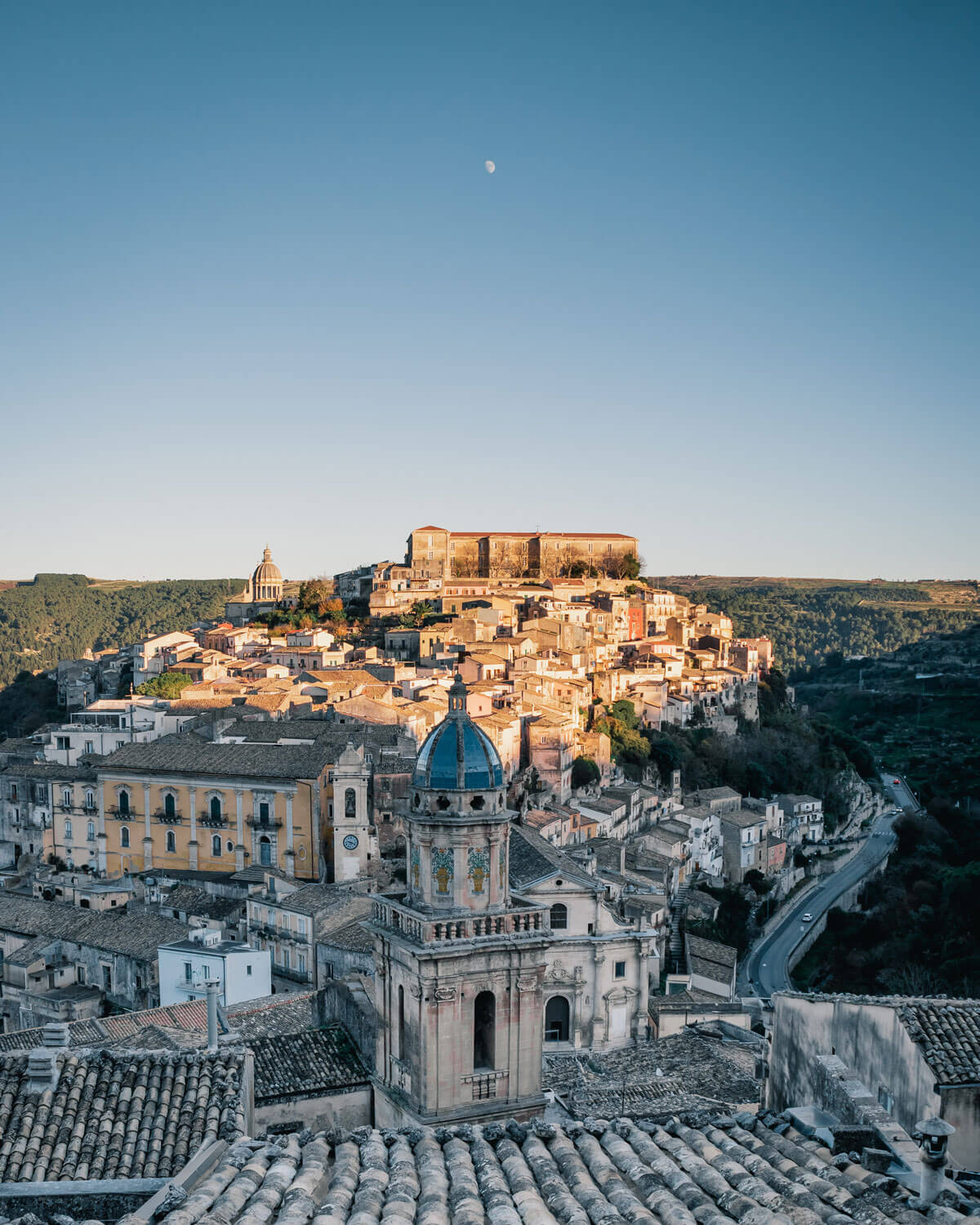 view over ragusa town in the afternoon in sicily