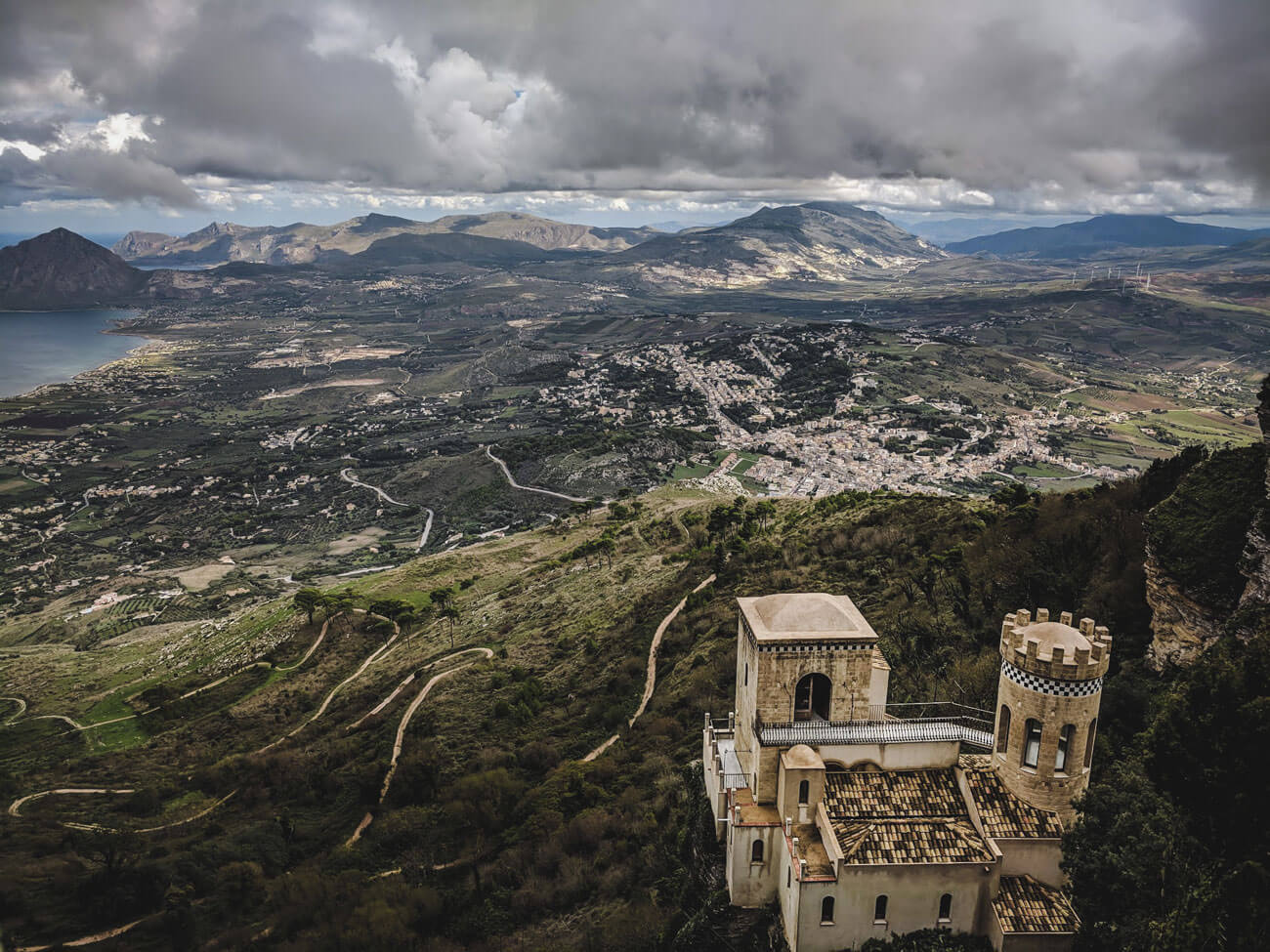 Panoramic view over Point from the town of Erice in sicily