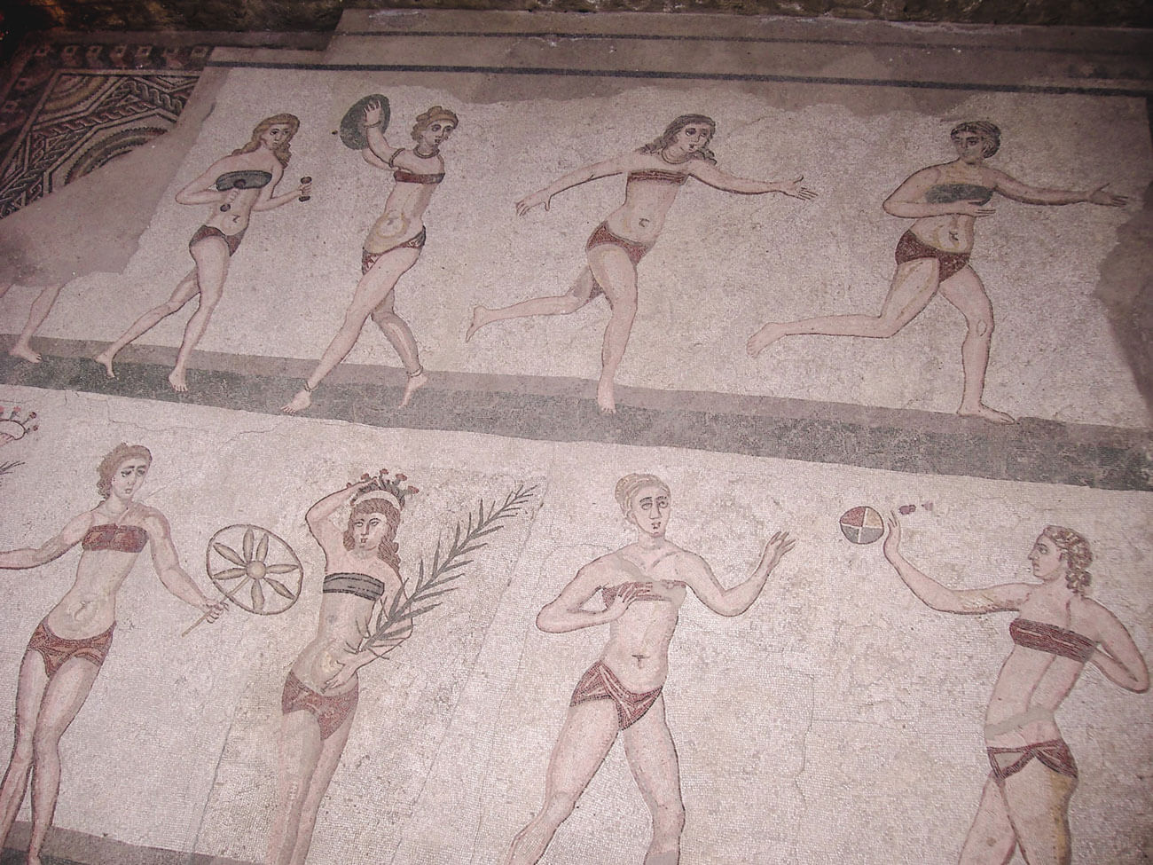 Roman villa de Casale well-preserved 1700-year-old mosaics.