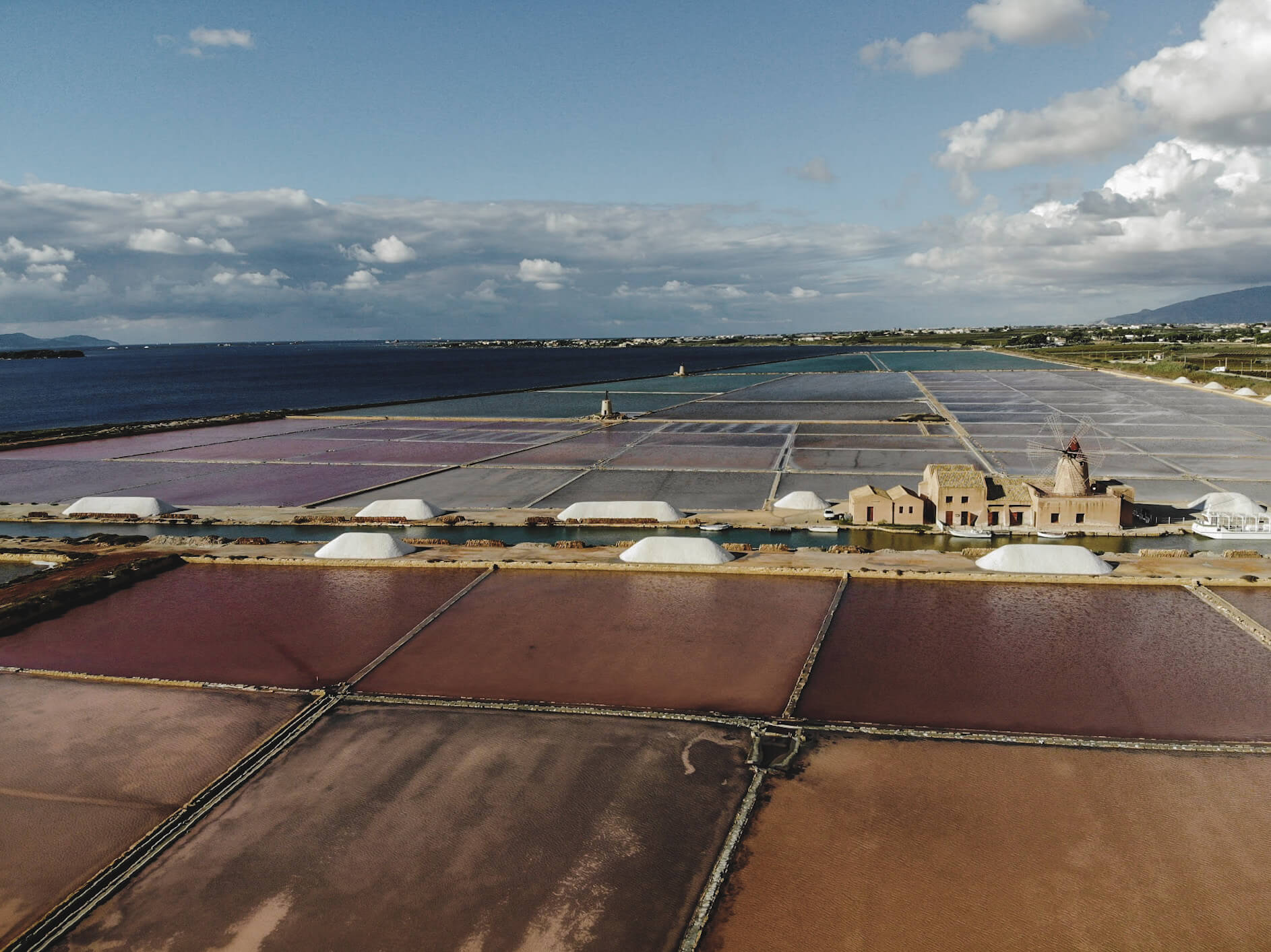 The open salt mine on the way from marsala to Trapani sicily