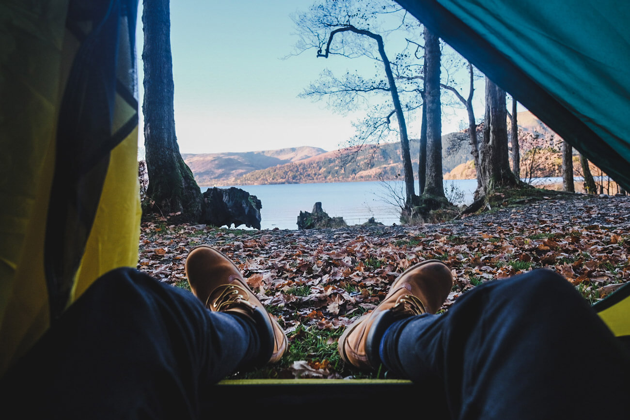 wild camping on lake in scotland 