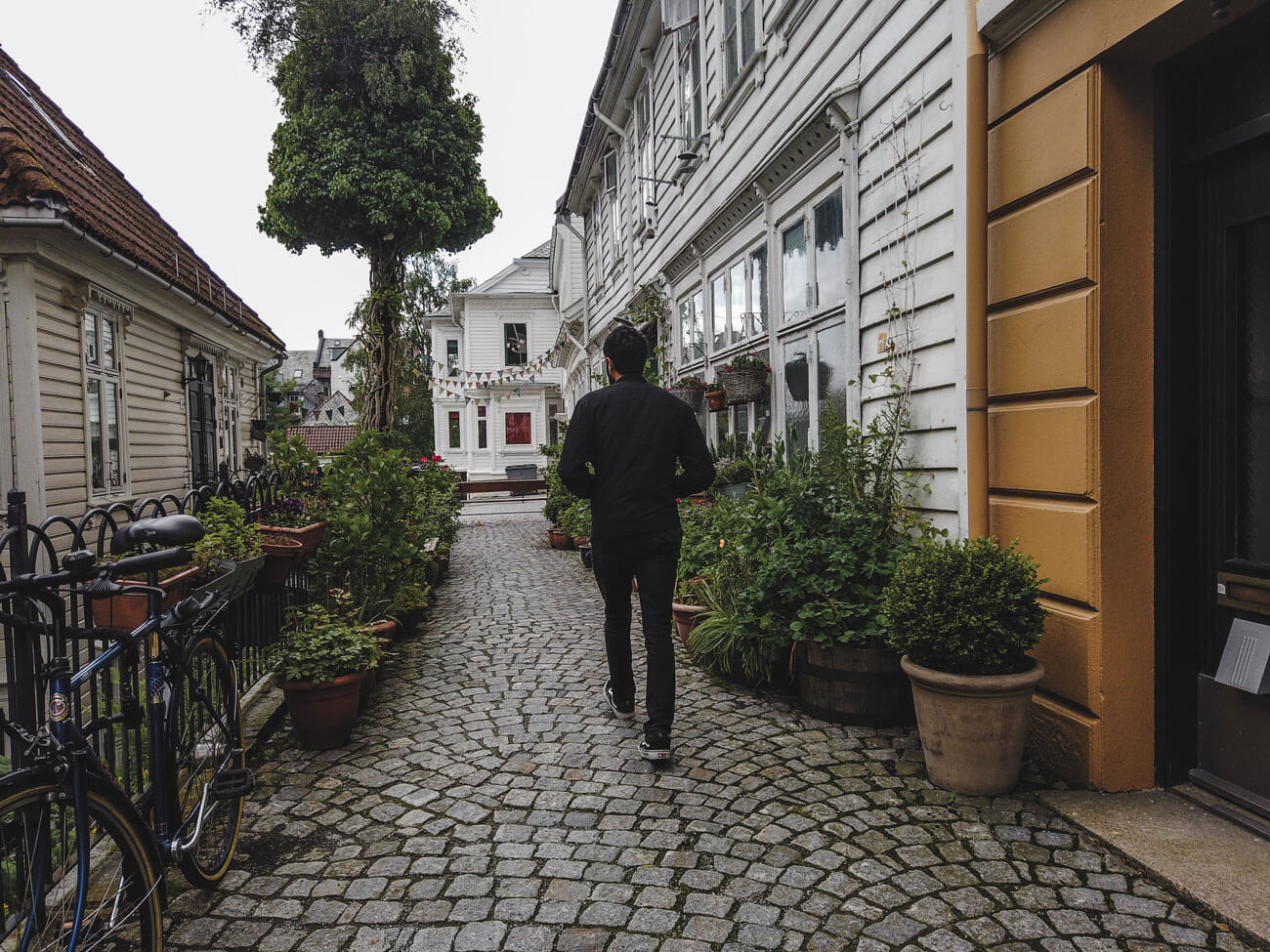 man walking on bergen streets 