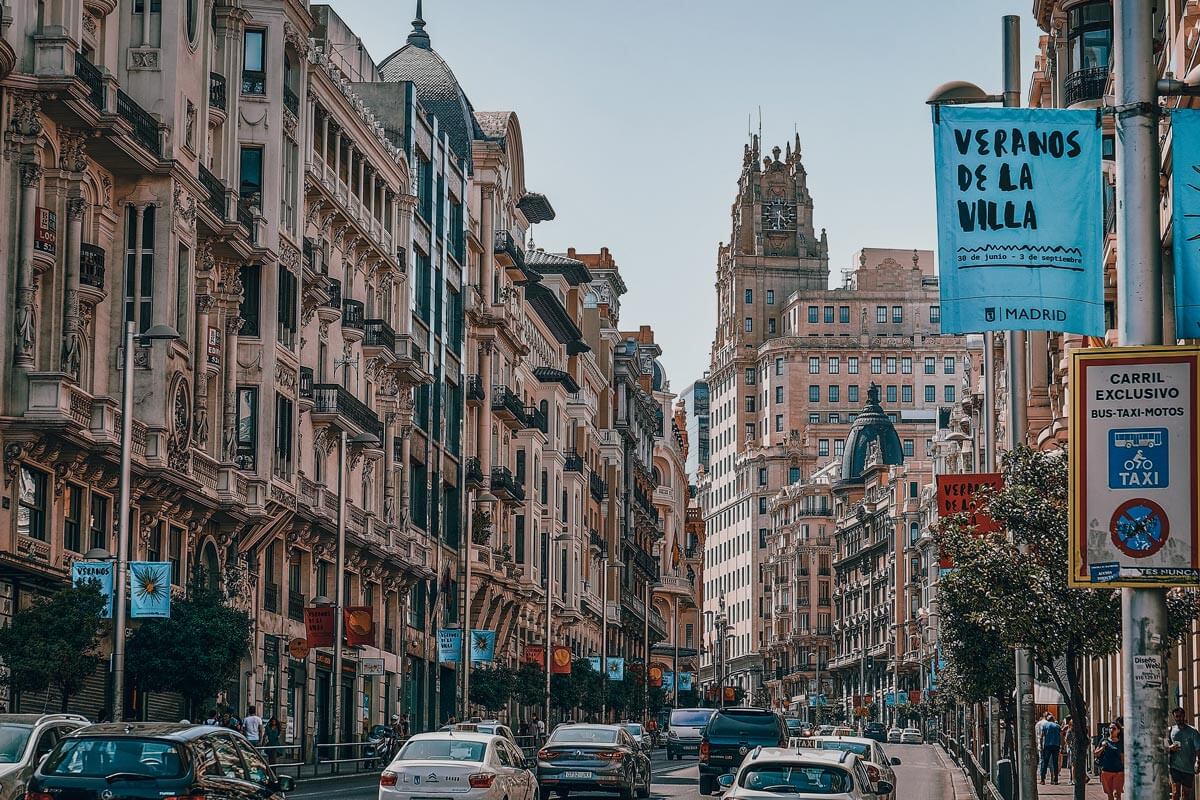 Gran Via street madrid spain