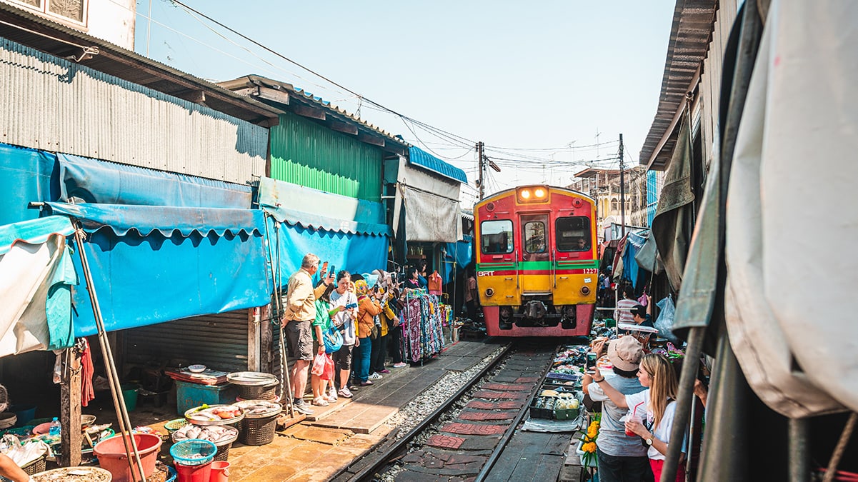 Maeklong Railway Market bangkok thailand