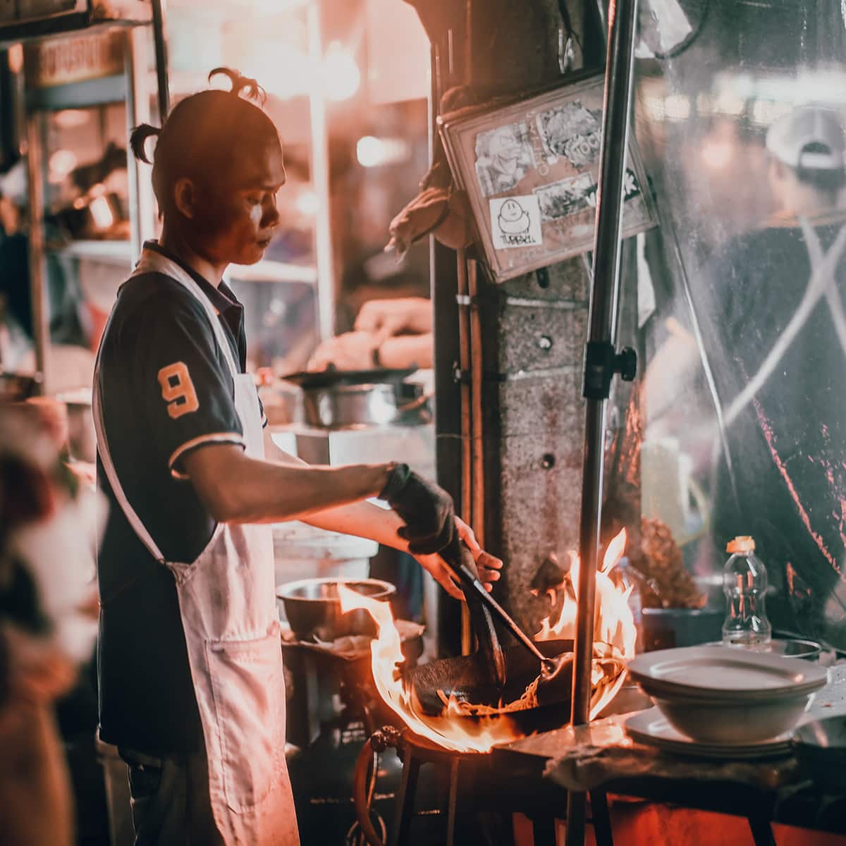 coocking street food in bangkok