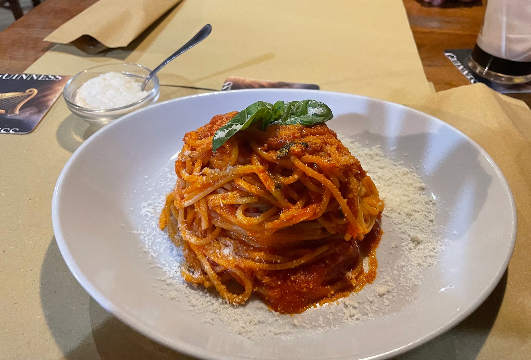 eating pasta on the via francigena