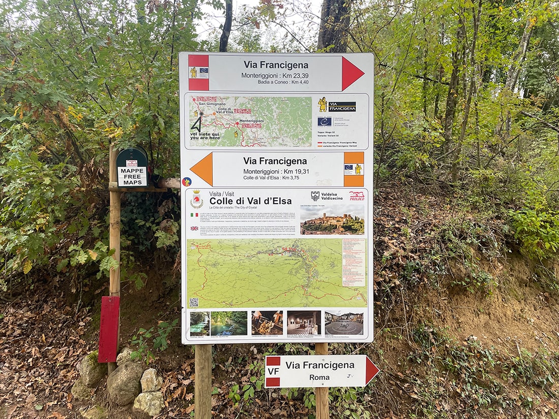 via francigena tuscany sign