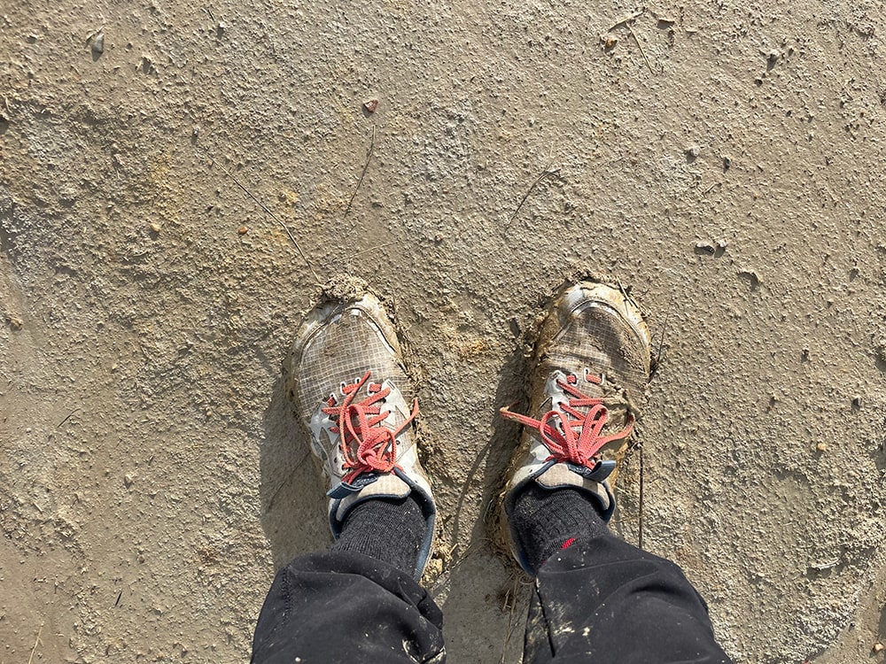 mud on shoes via francigena