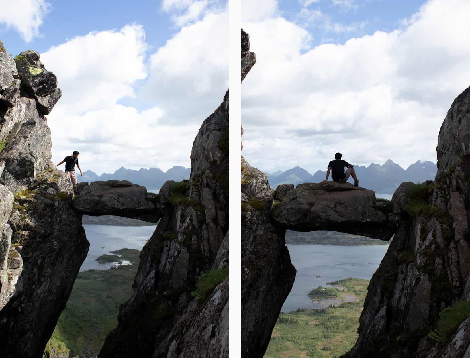 a man sitting on big rock