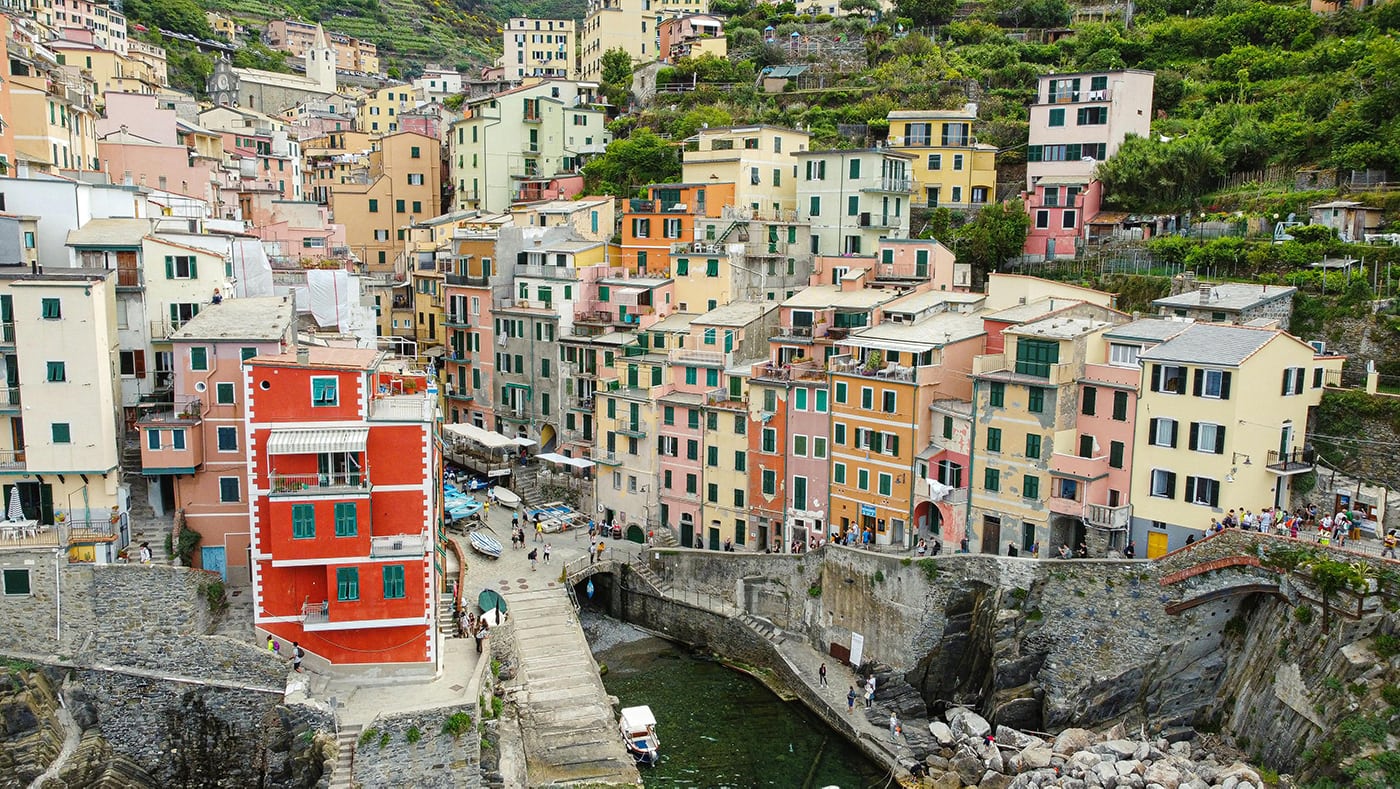 view over town in cinque terre