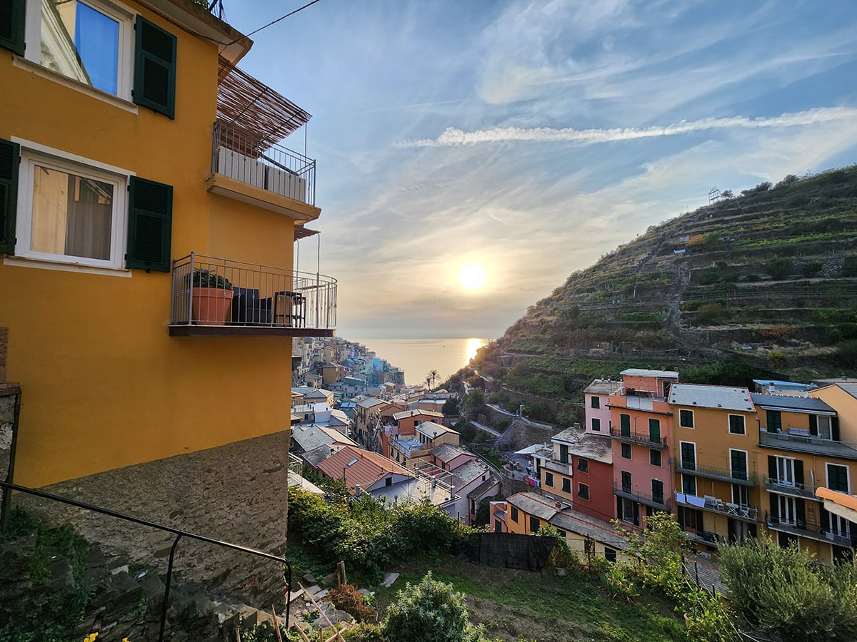 cinque terre at sunset time